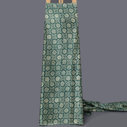 Bottle Green Color Gajji Silk Print Fabric