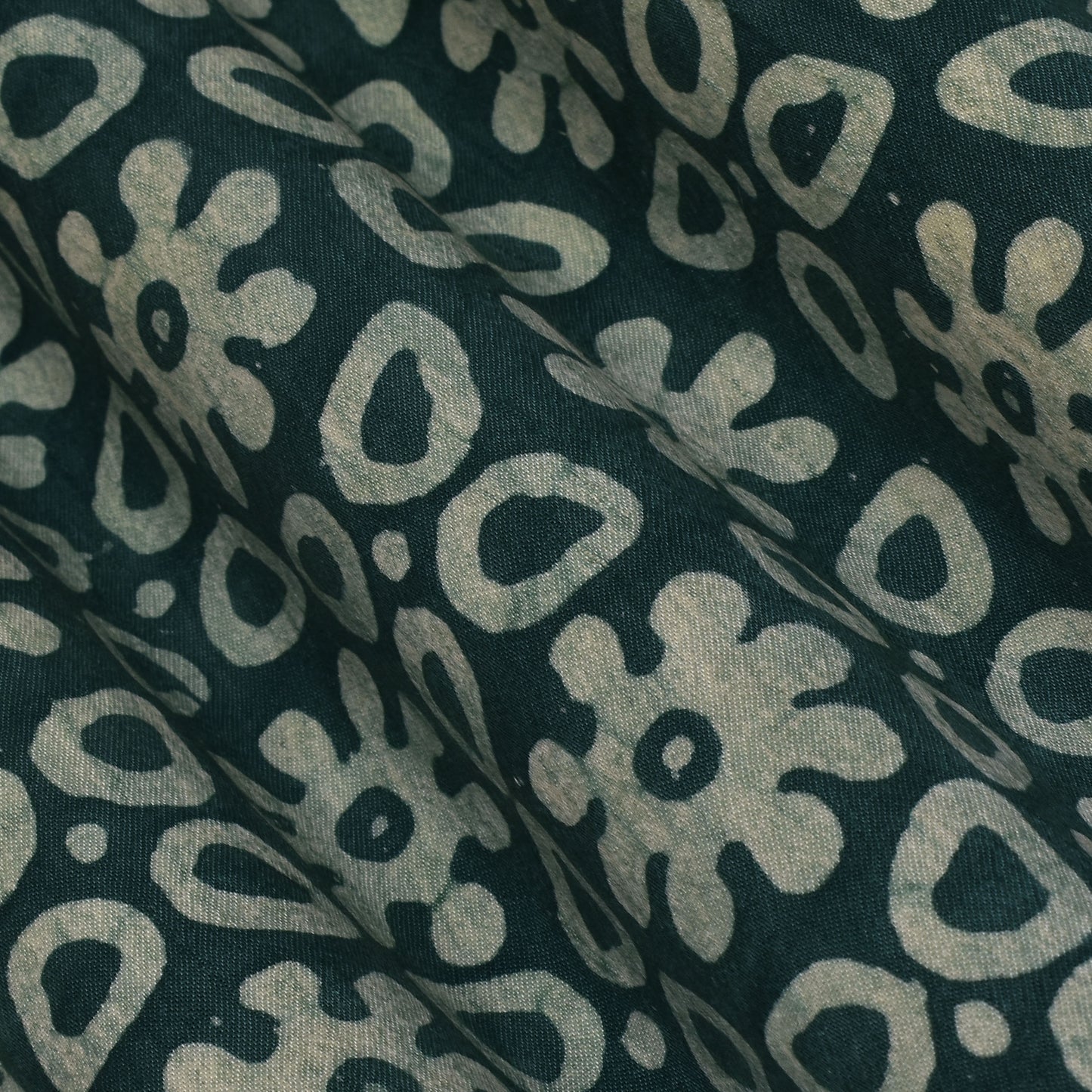 Bottle Green Color Gajji Silk Print Fabric