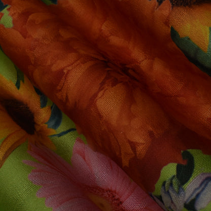 Multicolor Dupion Silk Print Fabric