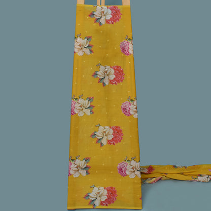 Mustard Color Mulmul Print Booti Fabric