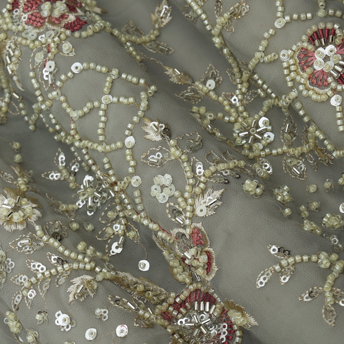 Georgette Sequins Embroidery Fabric