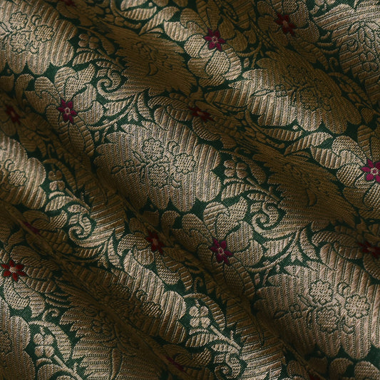 Bottle Green Color Brocade Fabric