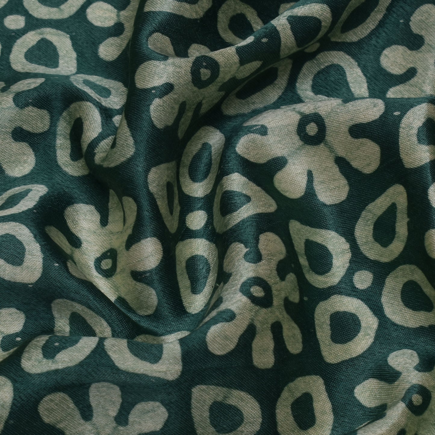 Bottle Green Color Gajji Silk Print Fabric