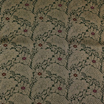 Bottle Green Color Brocade Fabric