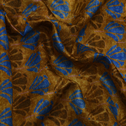 Multi Color Tussar Silk Print Fabric