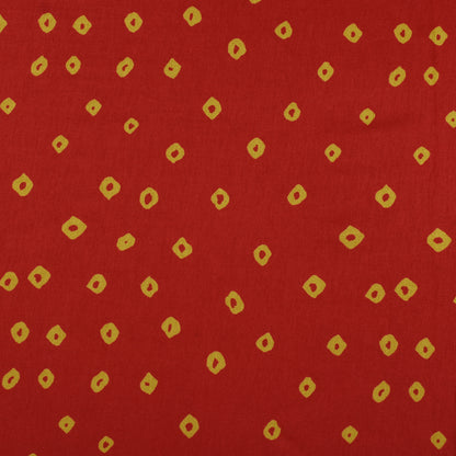 Red Color Slub Tussar  Print Fabric