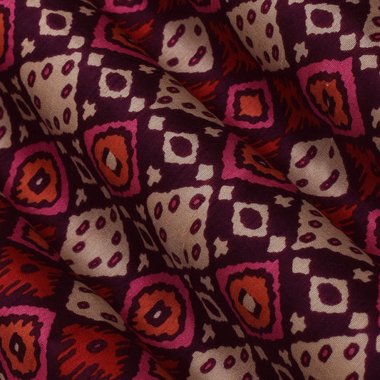 Multicolor Slub Chanderi Print Fabric