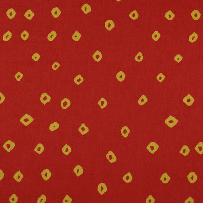 Red Color Slub Tussar  Print Fabric