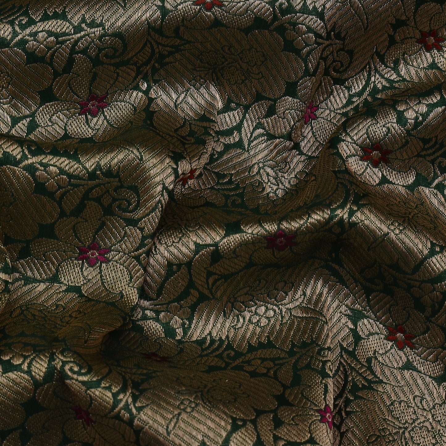 Bottle Green Color Brocade Fabric