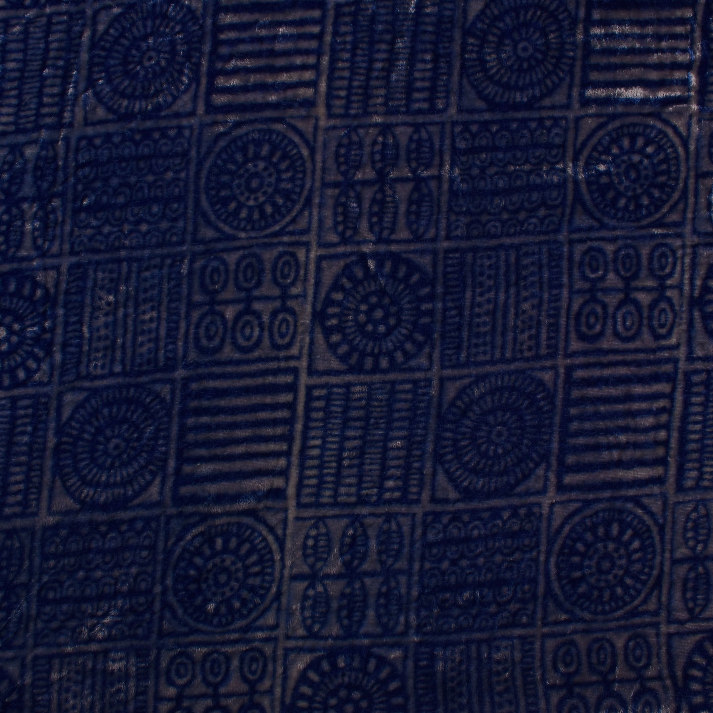 Blue Color Silk Velvet Print Fabric