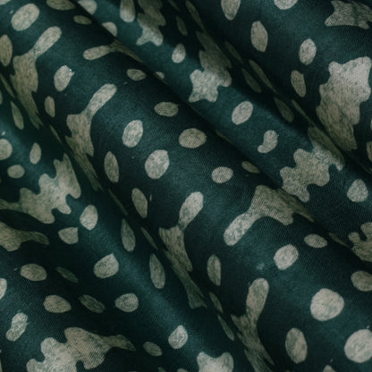 Bottle Green Color Gajji Silk Batik Print Fabric