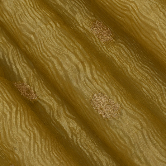 Mustard Color Crush Tissue Booti Fabric