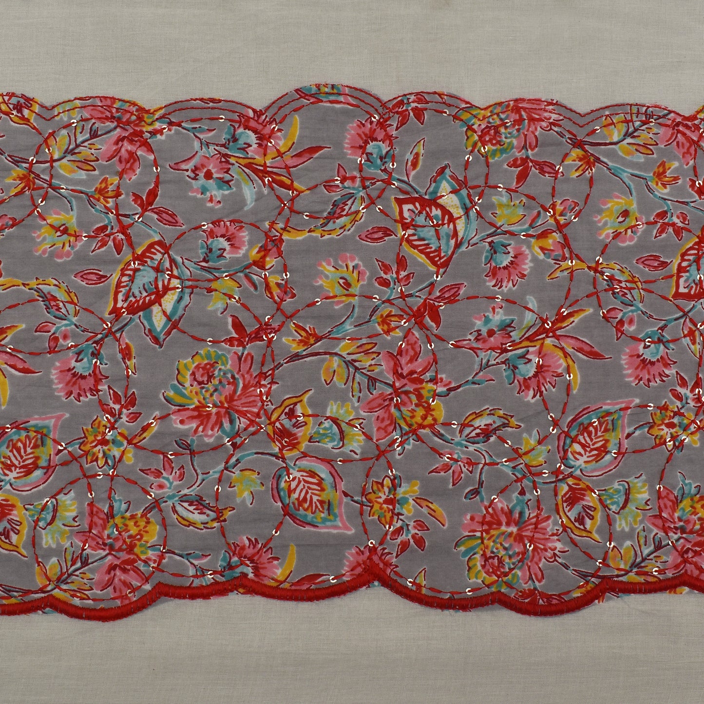 Off White Color Kora Cotton Plazo Fabric