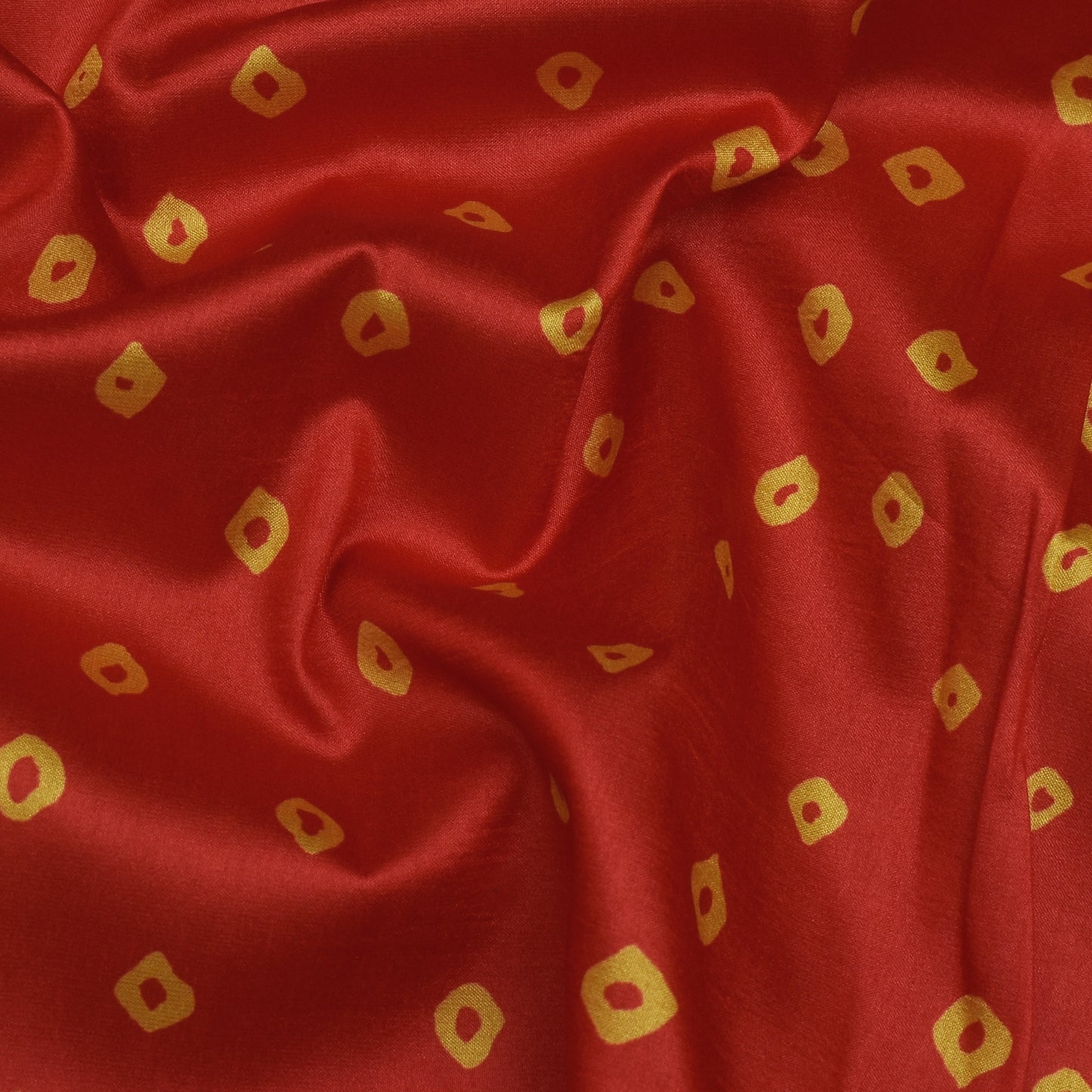 Red Color Slub Tussar  Print Fabric