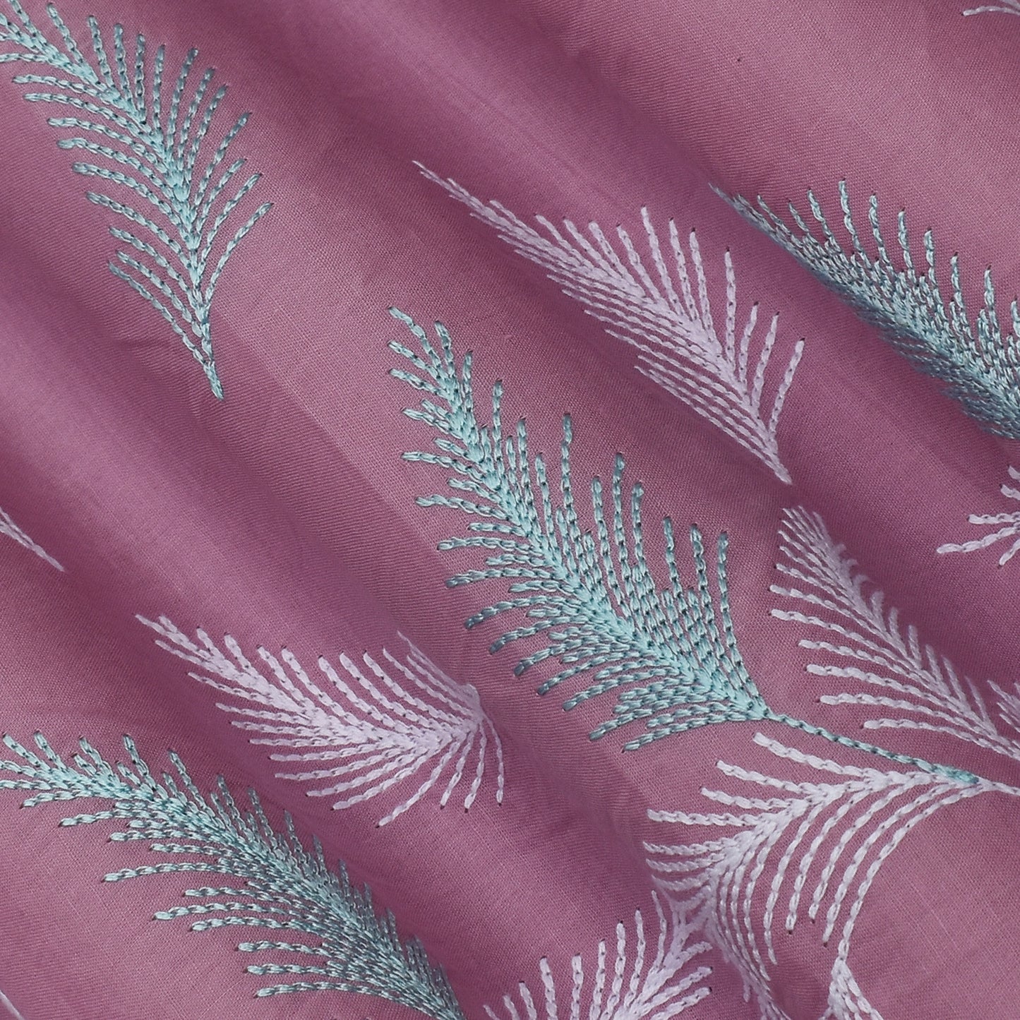 Onion Color Cotton Plazo Embroidery Fabric