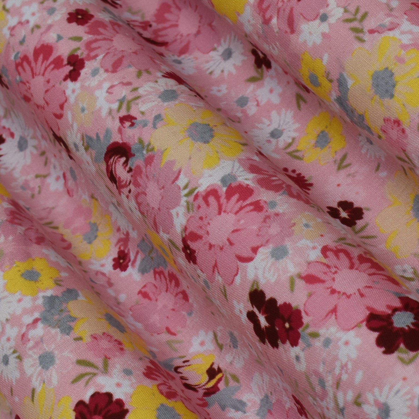 Pink Color Cotton Print Fabric