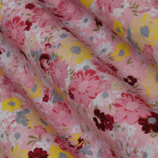 Pink Color Cotton Print Fabric