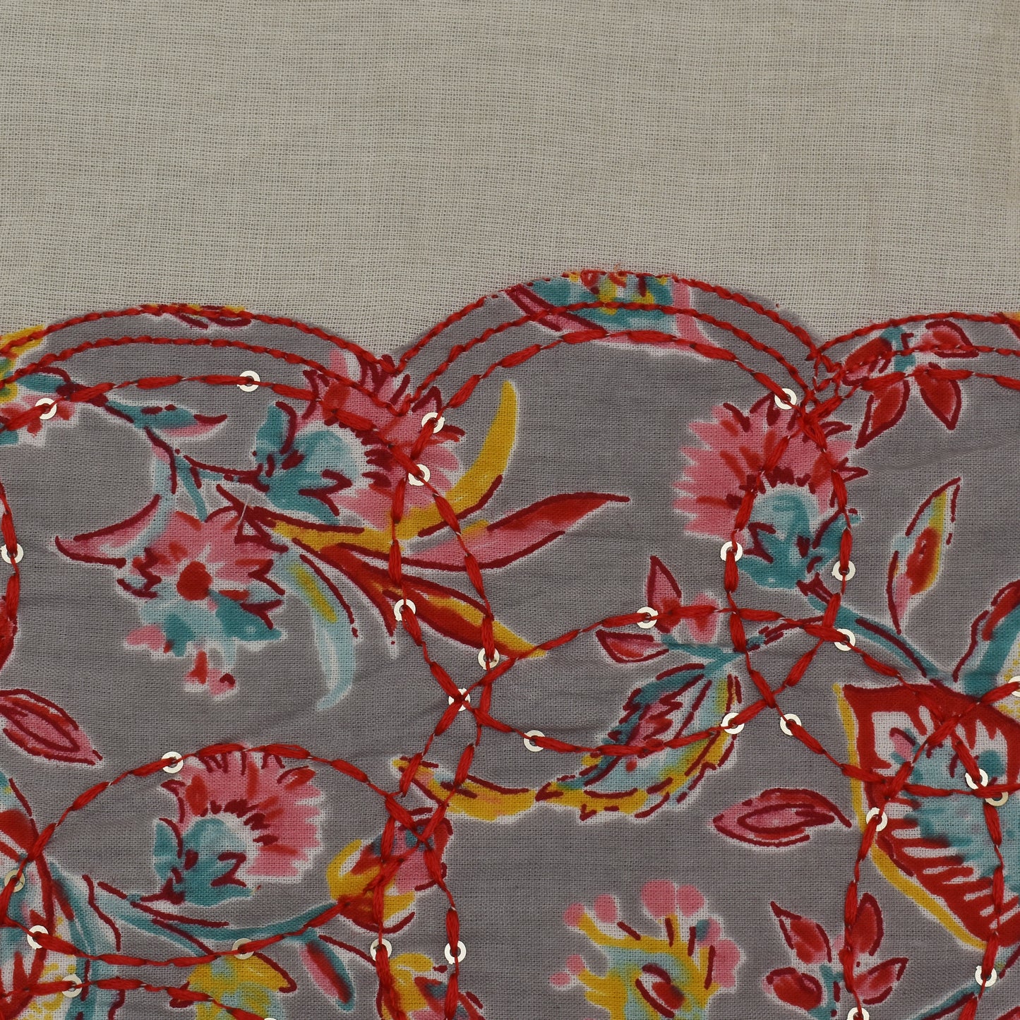 Off White Color Kora Cotton Plazo Fabric