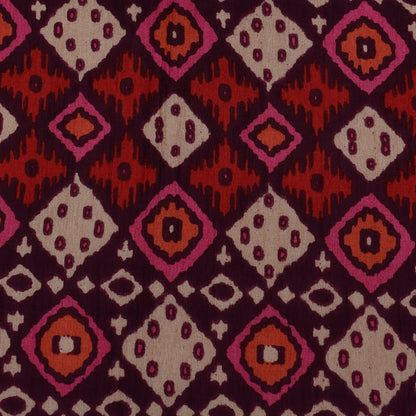 Multicolor Slub Chanderi Print Fabric