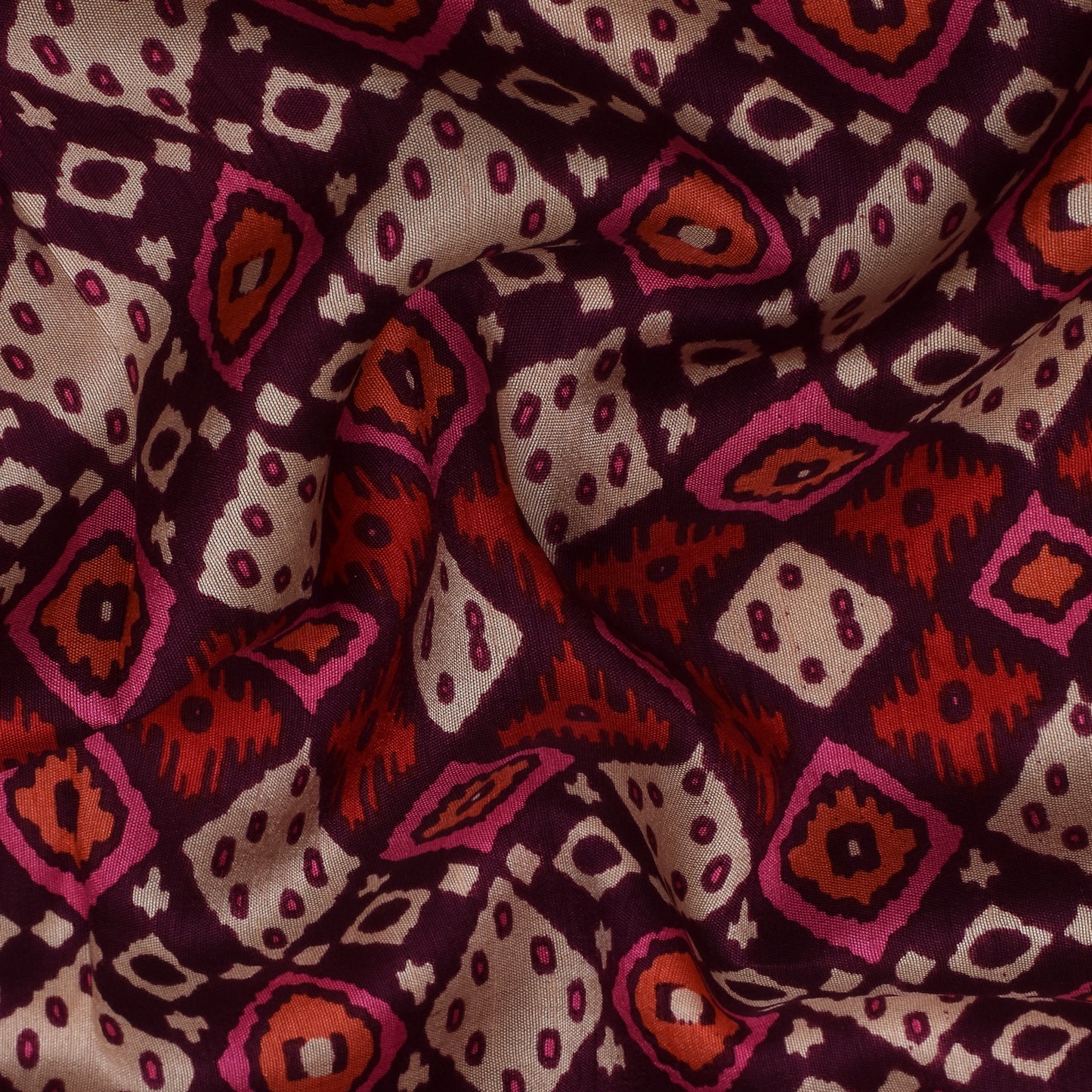 Multicolor Slub Chanderi Print Fabric
