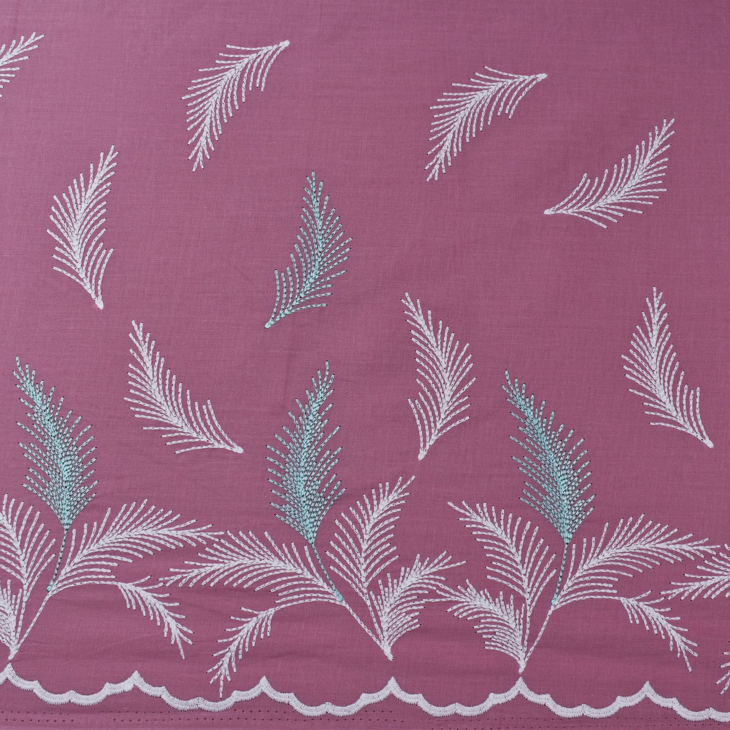 Onion Color Cotton Plazo Embroidery Fabric