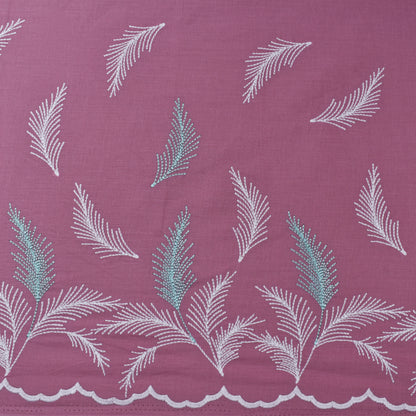 Onion Color Cotton Plazo Embroidery Fabric