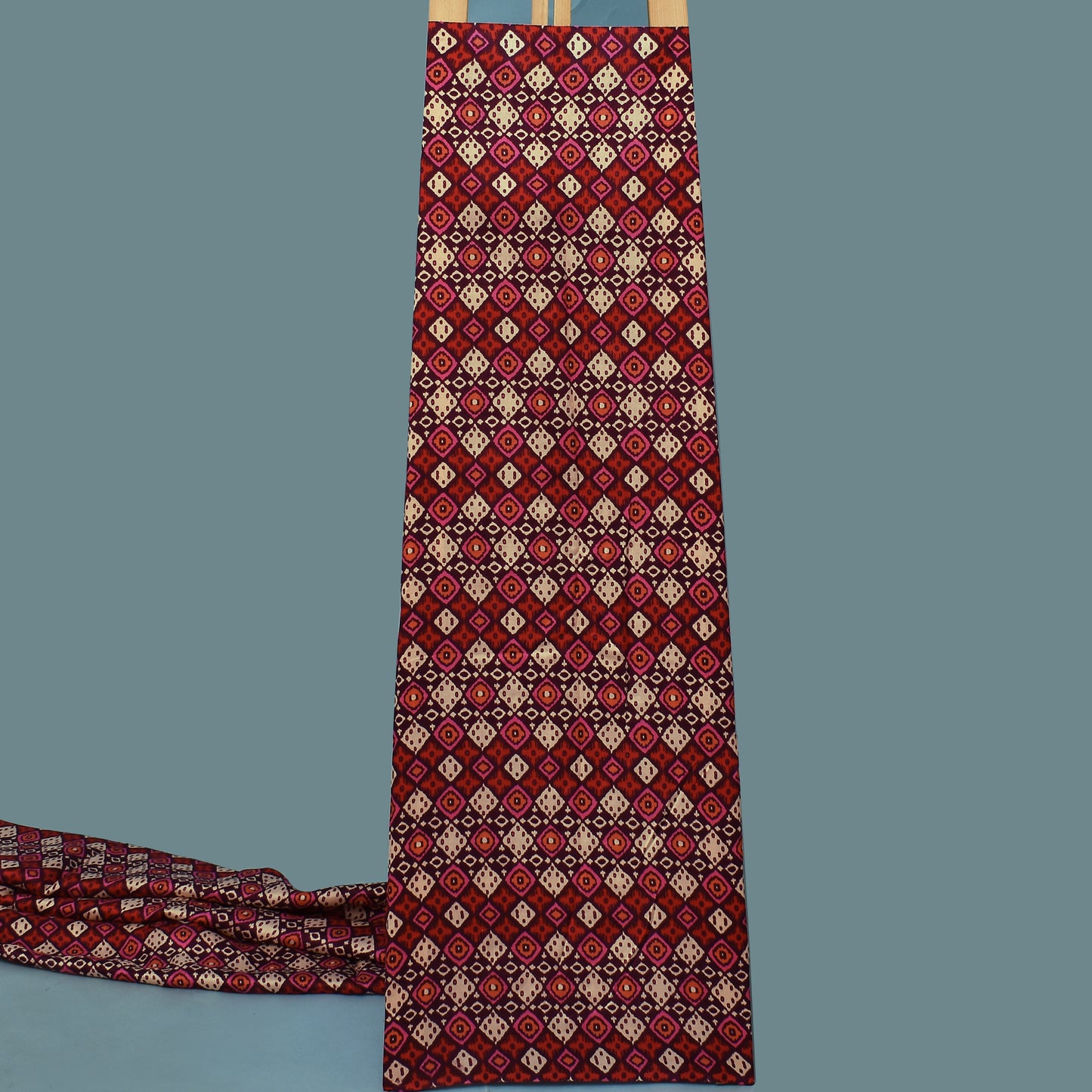 Multicolor Slub Chanderi Print Fabric