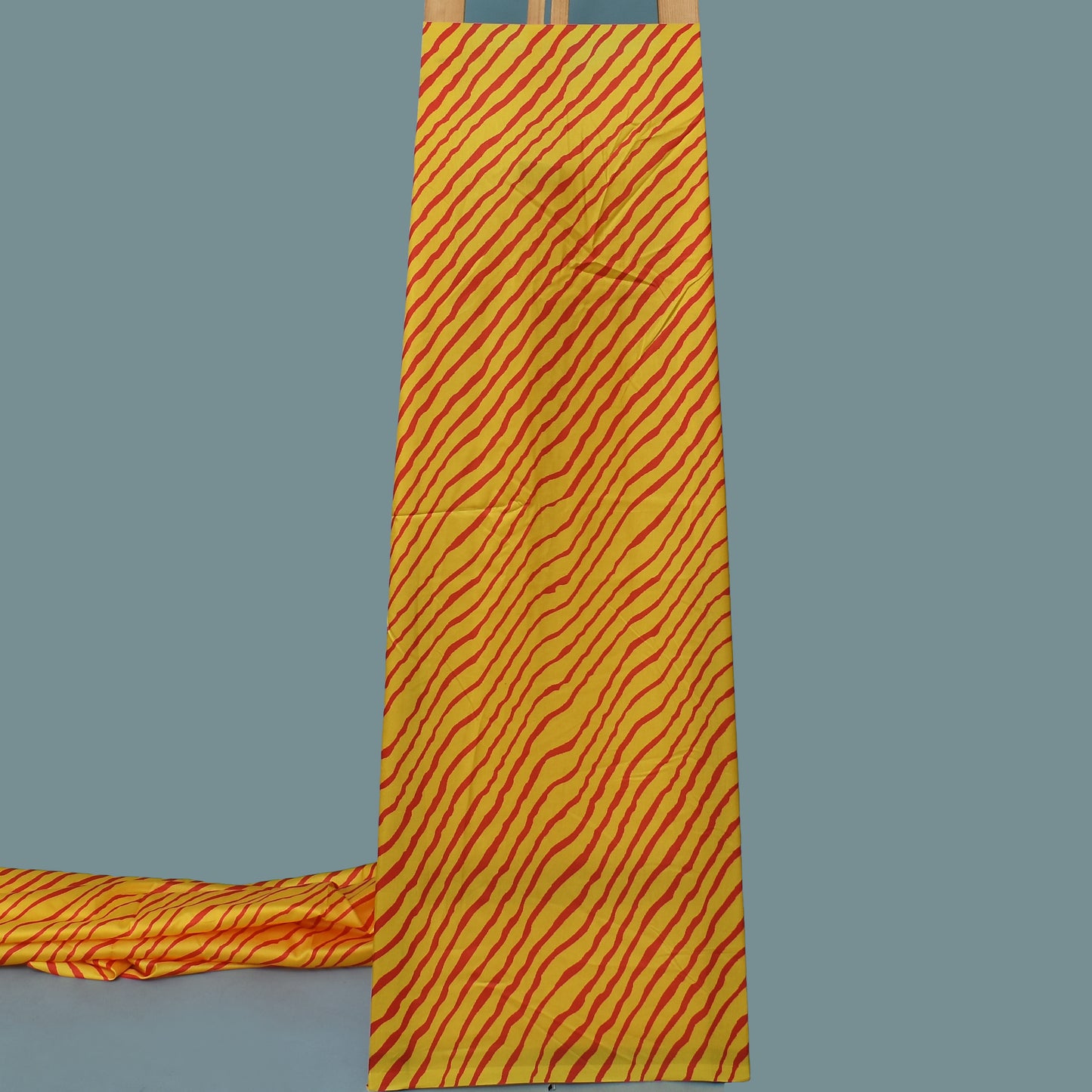 Yellow Color Slub Tussar  Print Fabric