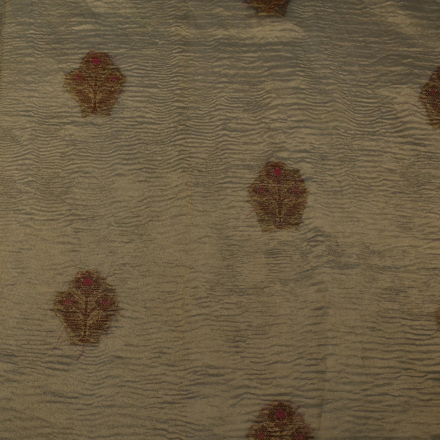 Beige Color Crush Tissue Boota Fabric