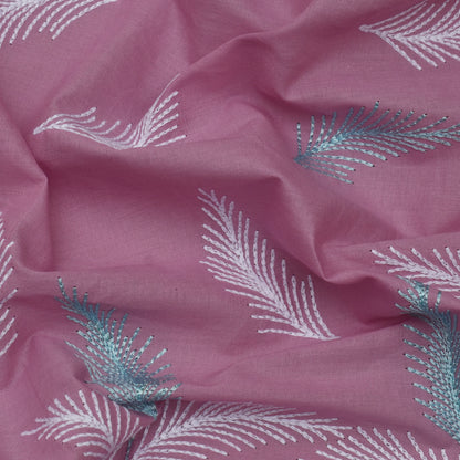 Onion Color Cotton Plazo Embroidery Fabric