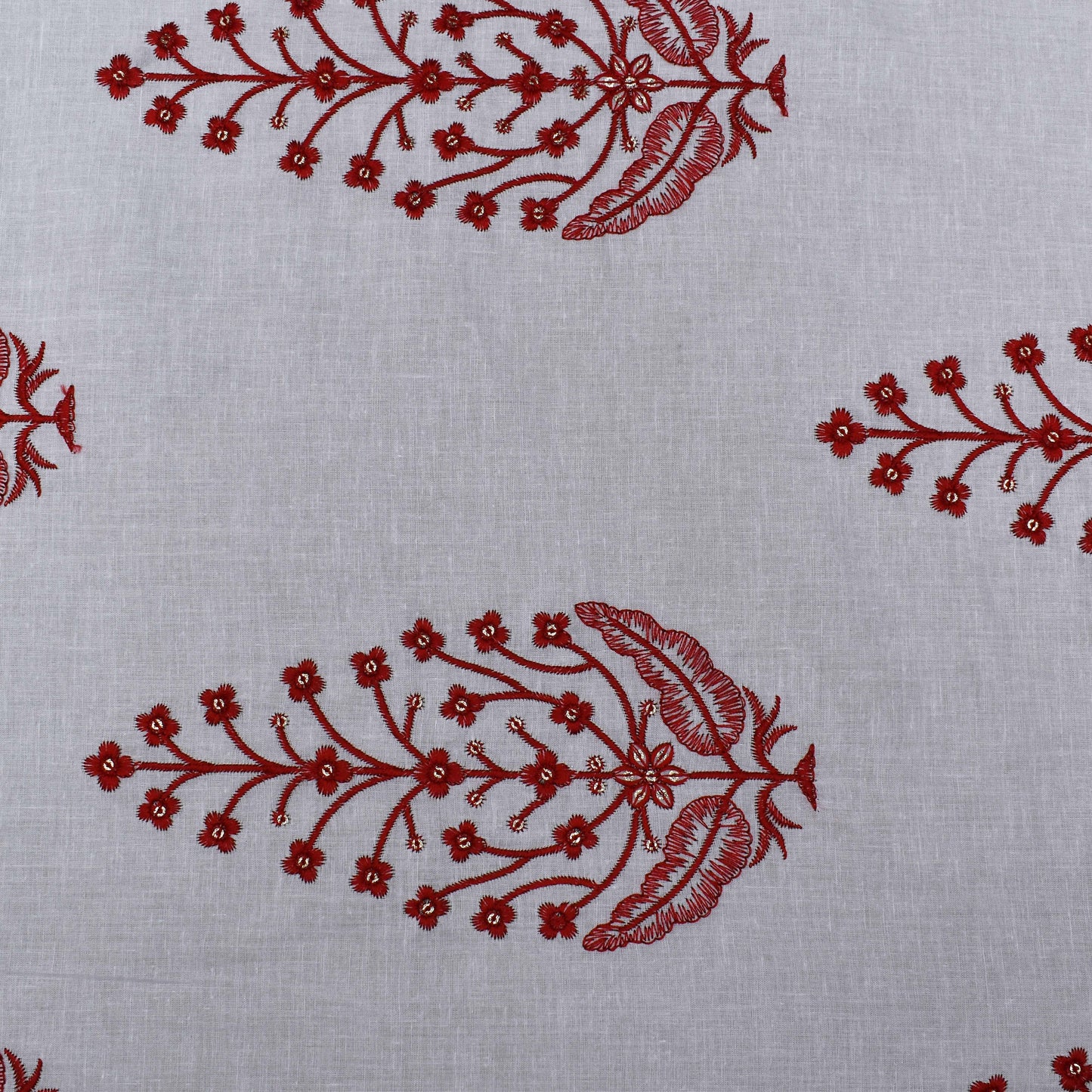 White Color Cotton Embroidery Fabric