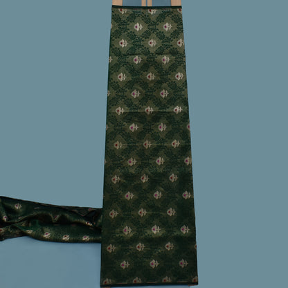 Bottle Green Color Katan Meena Brocade Fabric