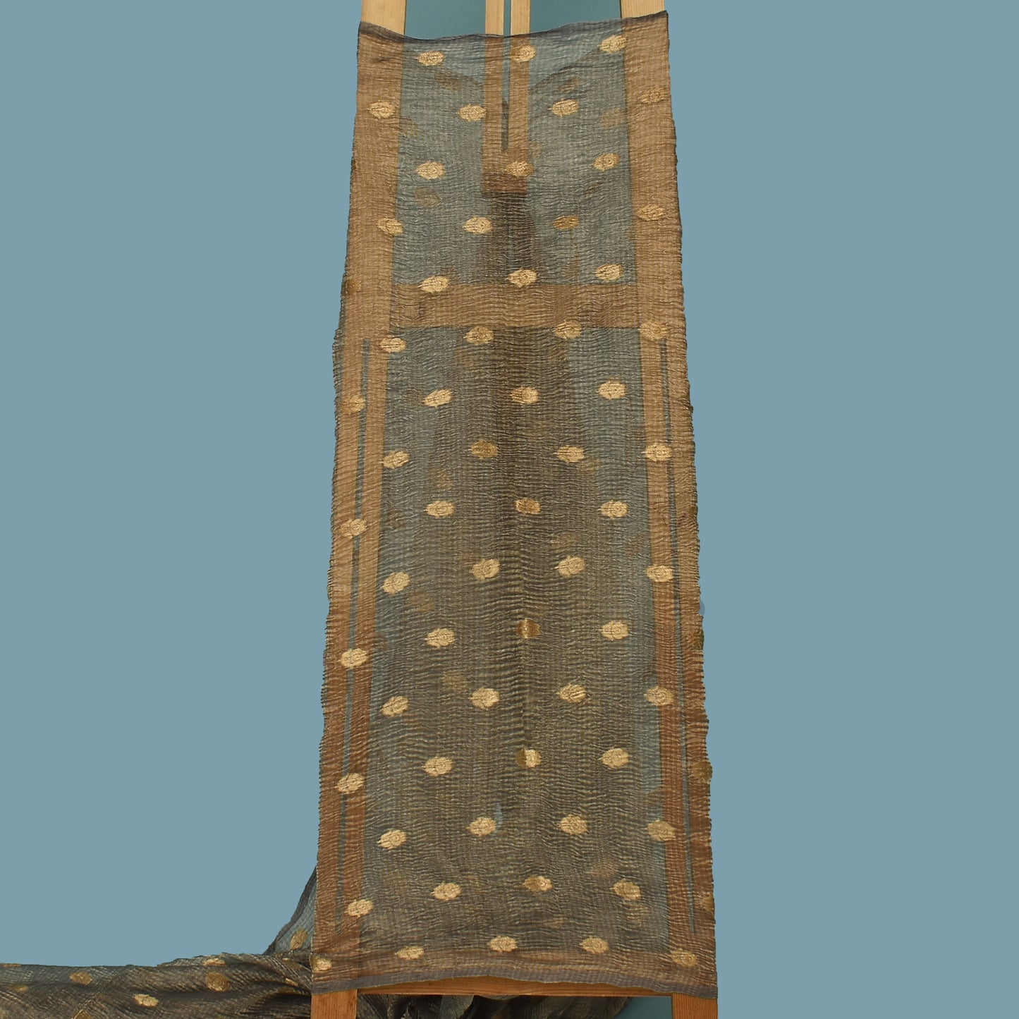 Grey Color Crush Tissue Booti Fabric