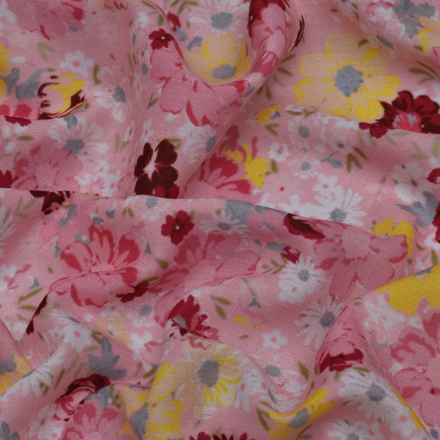 Pink Color Cotton Print Fabric