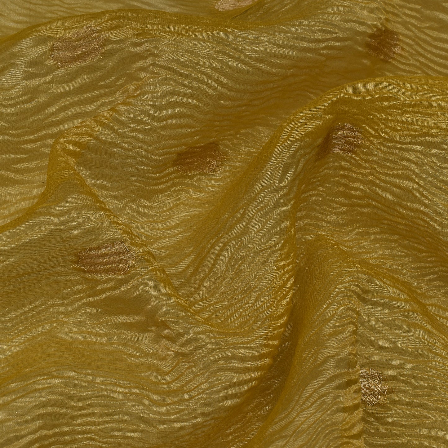 Mustard Color Crush Tissue Booti Fabric