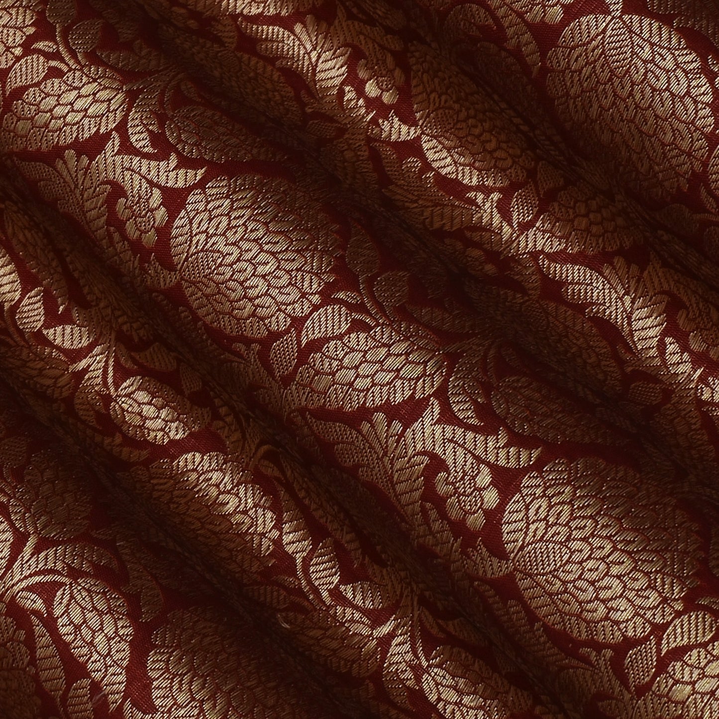 Maroon Color Katan Meena Brocade Fabric
