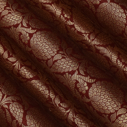 Maroon Color Katan Meena Brocade Fabric