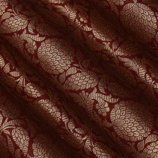 Maroon Color Katan Meena Brocade Fabric