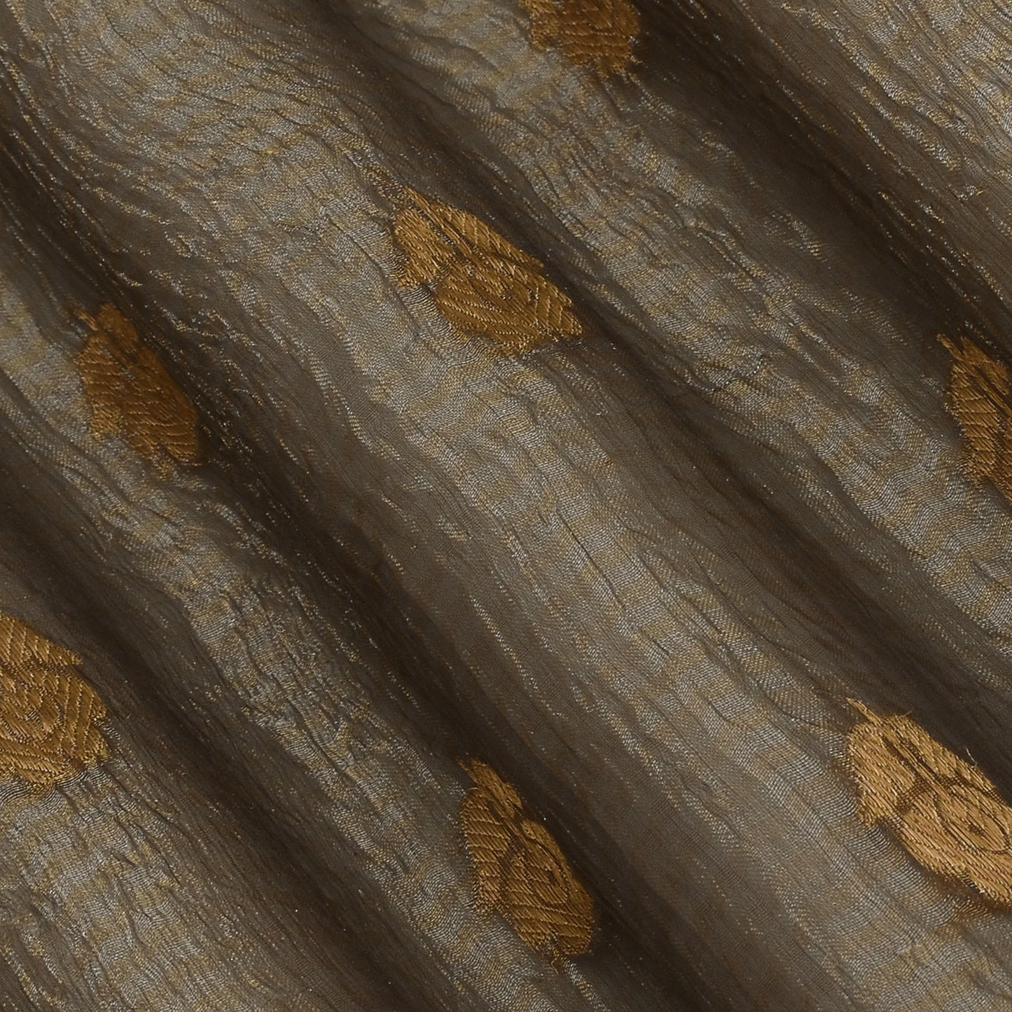 Grey Color Crush Tissue Booti Fabric