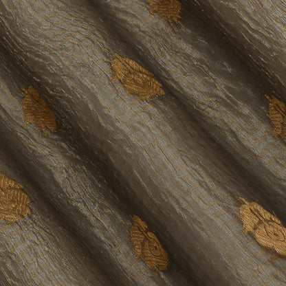 Grey Color Crush Tissue Booti Fabric