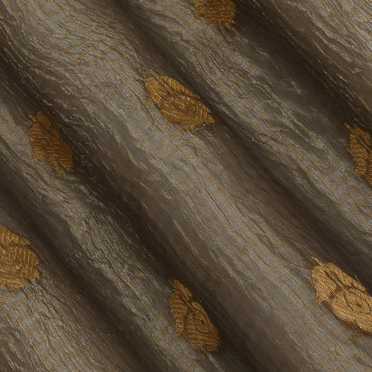 Grey Color Crush Tissue Booti Fabric