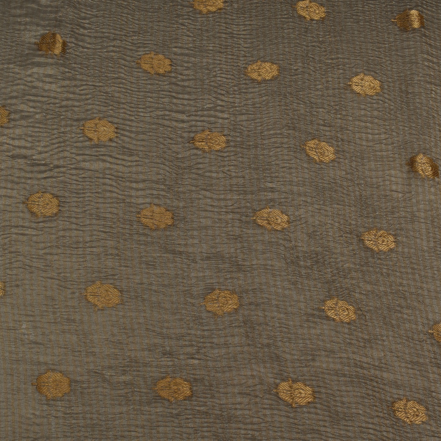 Grey Color Crush Tissue Booti Fabric