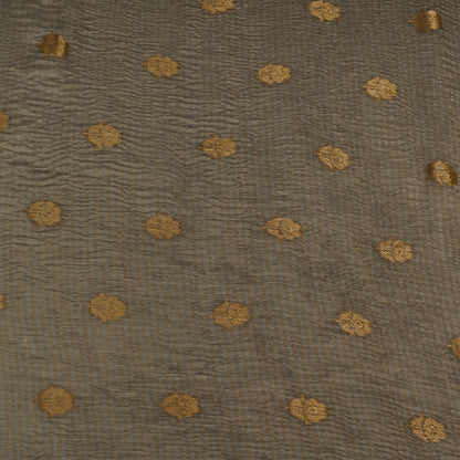 Grey Color Crush Tissue Booti Fabric