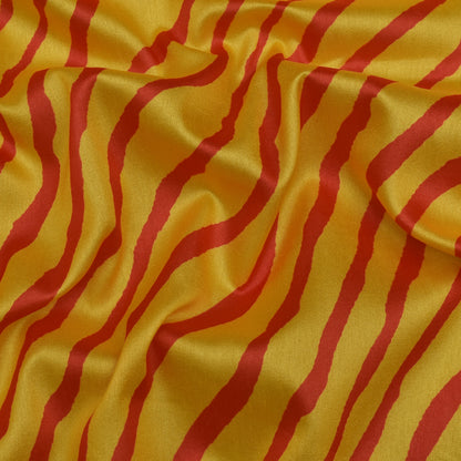 Yellow Color Slub Tussar  Print Fabric