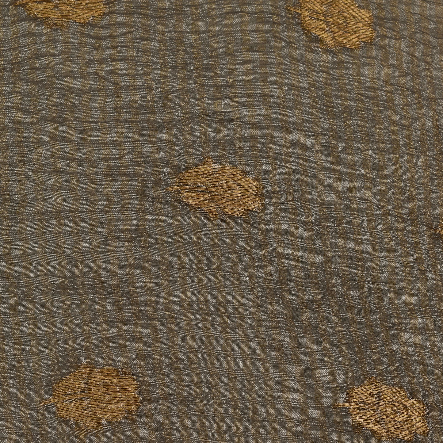 Grey Color Crush Tissue Booti Fabric