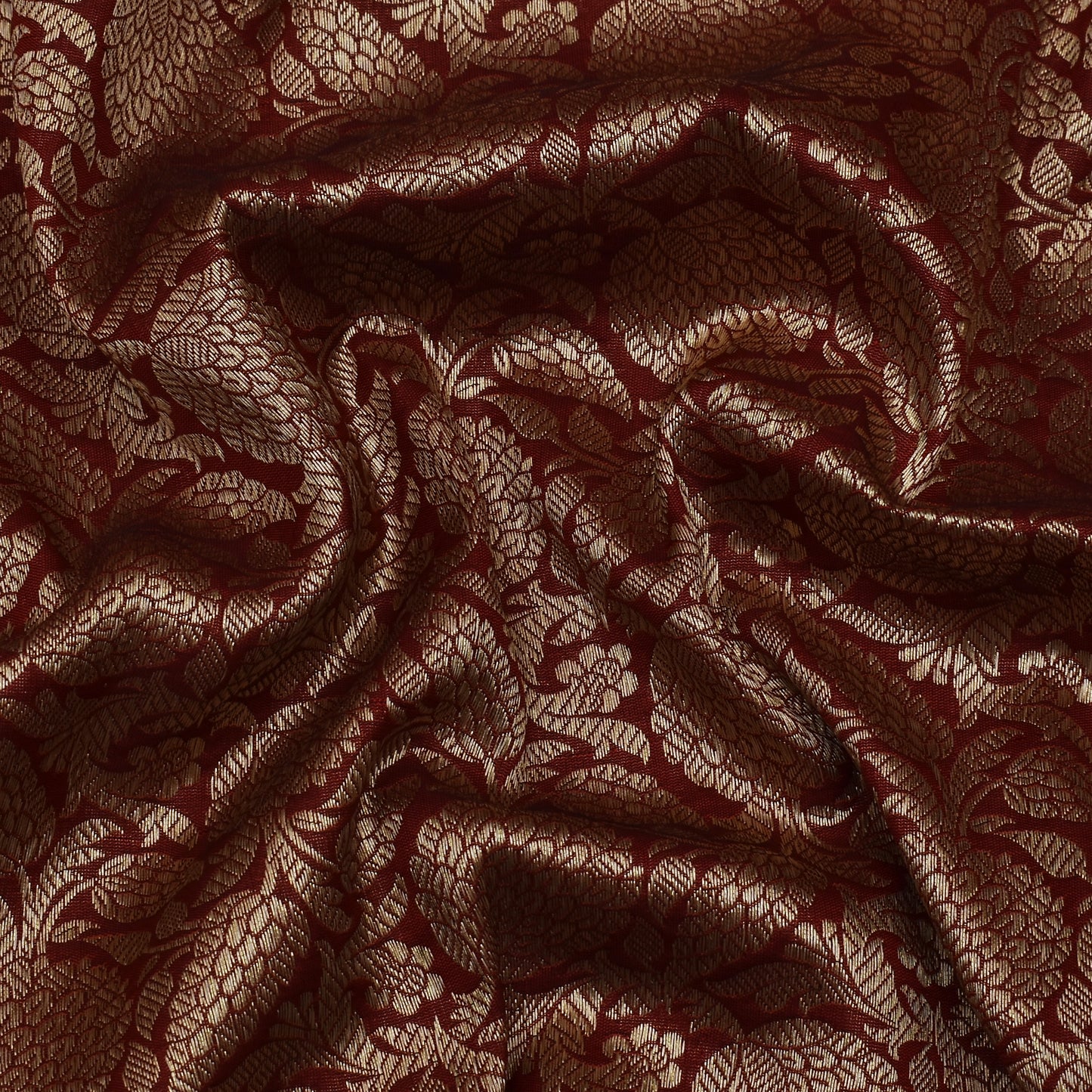 Maroon Color Katan Meena Brocade Fabric