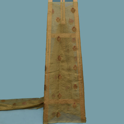 Dirt Brown Color Crush Tissue Boota Fabric