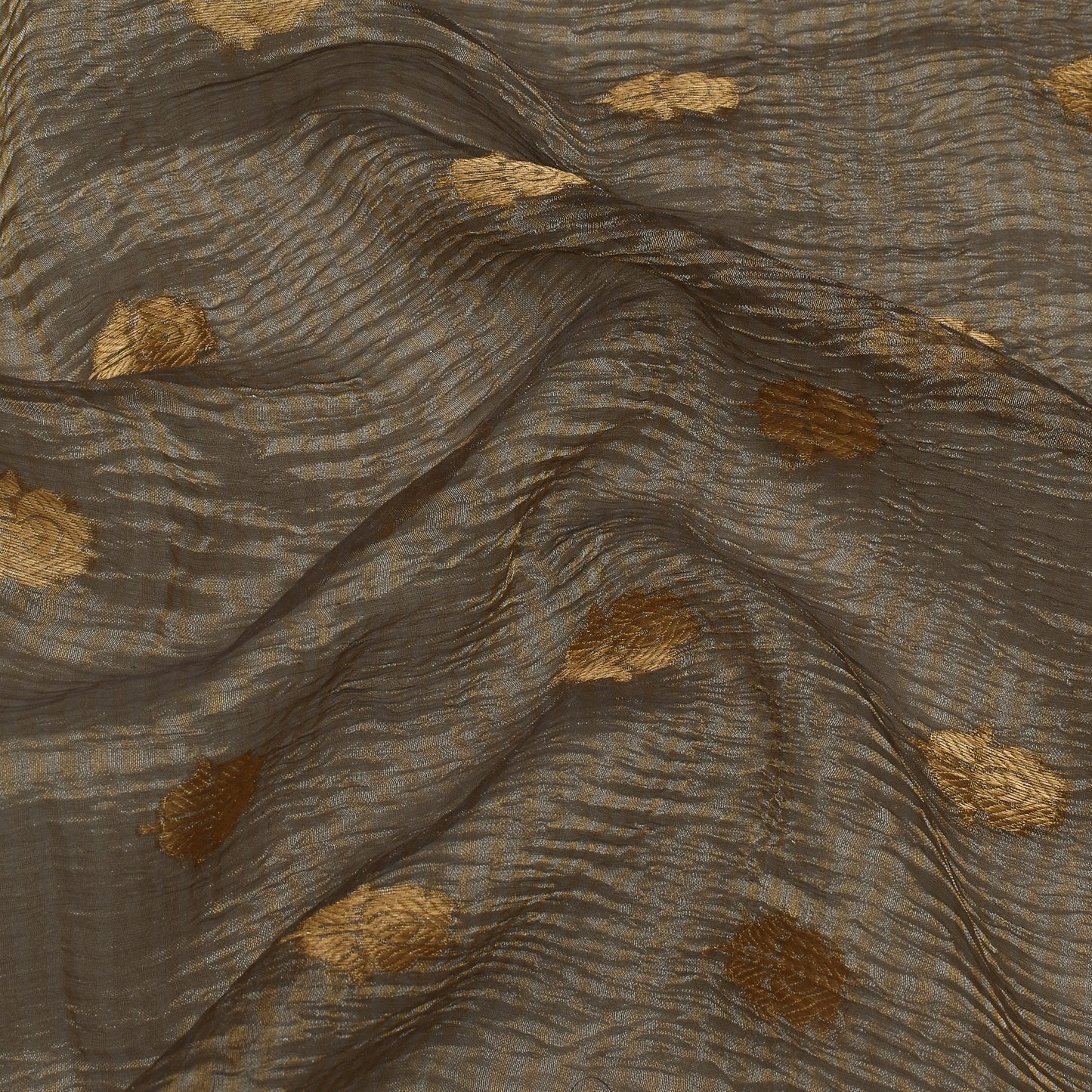 Grey Color Crush Tissue Booti Fabric