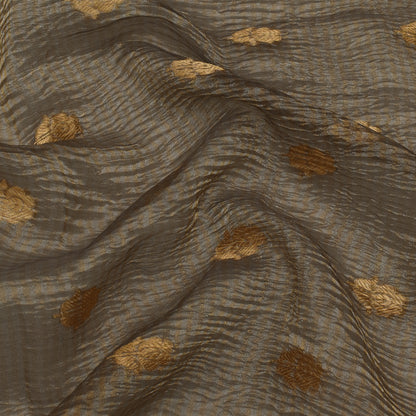 Grey Color Crush Tissue Booti Fabric