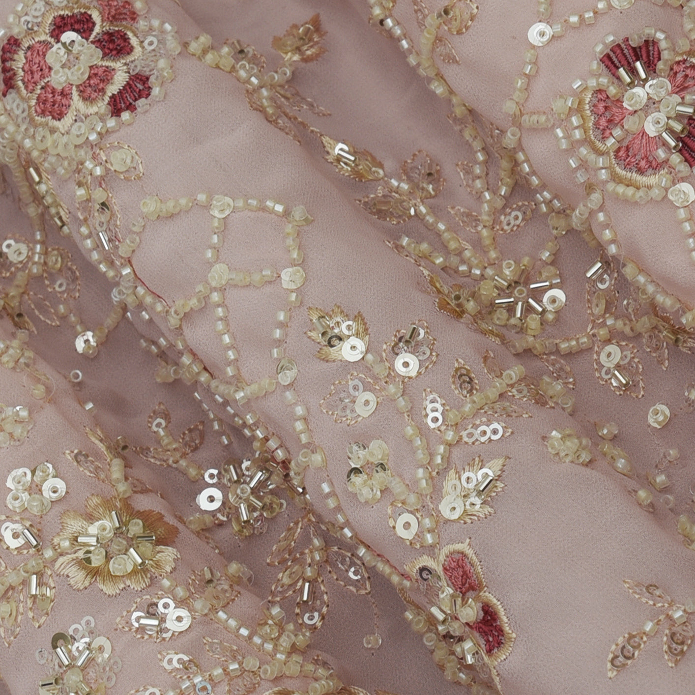 Georgette Sequins Embroidery Fabric